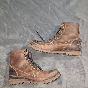 Mens Brown Leather Lace-Up Timberland Work Boots